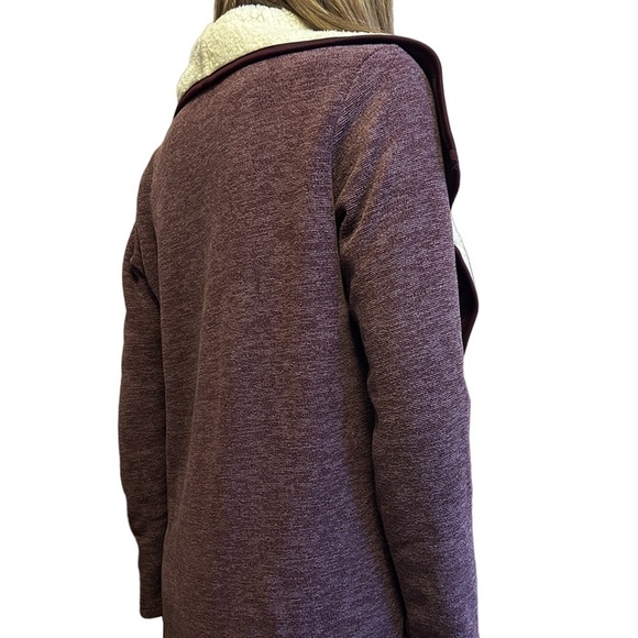 Nicole Miller Cardigan Sweater Jacket Duster Cozy Sherpa Lined Large Lapel - Picture 6 of 10